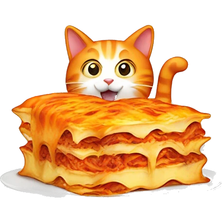 Orange cat eating lasagna emoji