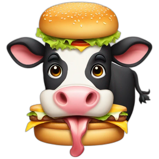 Cow eating burger emoji