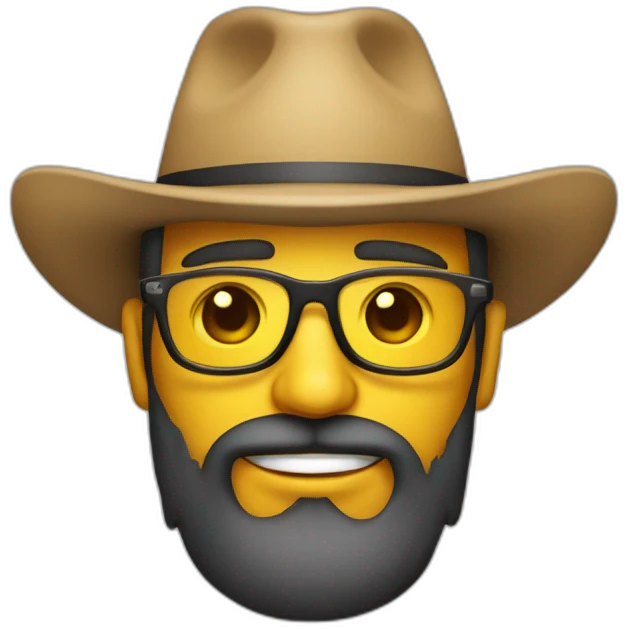 Cantautor con sombrero barba y gafas emoji