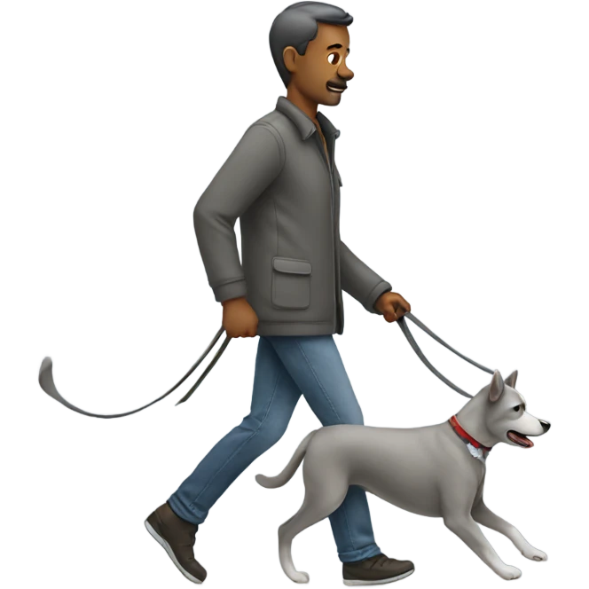 Man walking a grey dog emoji