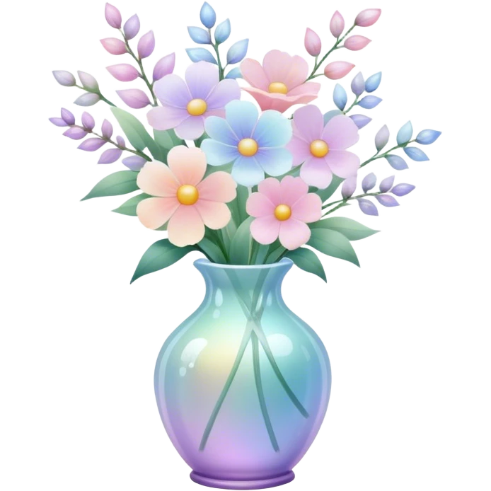 Iridescent vase with pastel flowers emoji