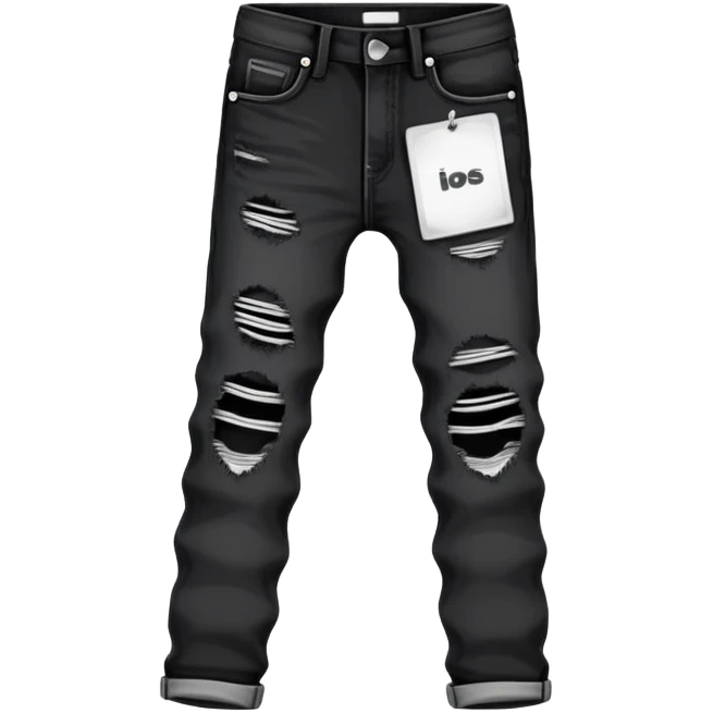Black ripped jeans with white tag in back emoji