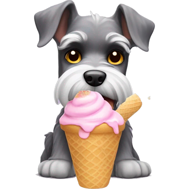 Mini schnauzer eating icecream  emoji