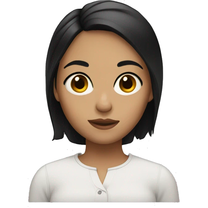 a girl with small eyes, black hair and brunette emoji