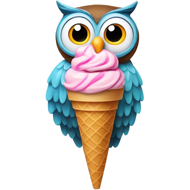 Owl eating ice cream emoji