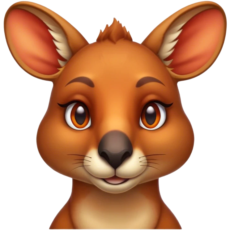 Cinematic Noble Kangaroo Portrait Emoji, Poised and regal, with a powerful, muscular build and a sleek, well-groomed fur of warm red-orange hues, deep-set soulful amber eyes and a strong tail, Simplified yet sharp and sophisticated features, highly detailed, glowing with a warm, dignified glow, high shine, intelligent and athletic, stylized with an air of outback majesty, focused and attentive, soft glowing outline, capturing the essence of a watchful and confident marsupial, so majestic it feels as though it could bound out of the screen with effortless authority! emoji