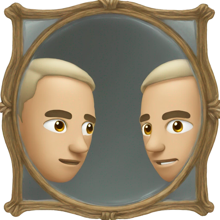  a man looking at a mirror reflection of himself emoji