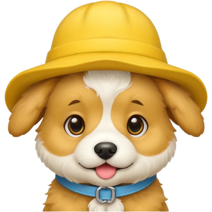 puppy dog with hat yellow emoji