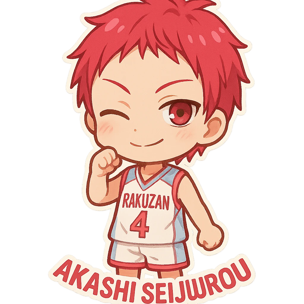 Akashi Seijuurou as a chibi icon, winking, small body, large head, vibrant colors emoji