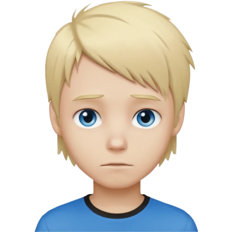 boy with blonde hair emo and brown shirt, blue eyes emoji