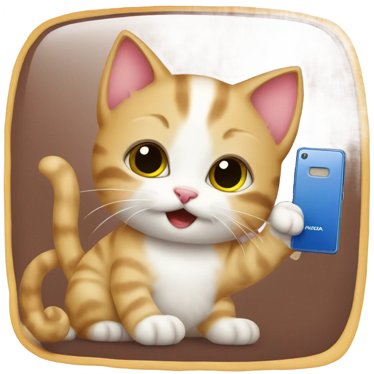 kitten using a nokia emoji