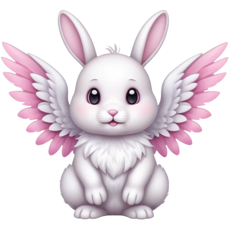 White bunny with wings and with pink cristal emoji