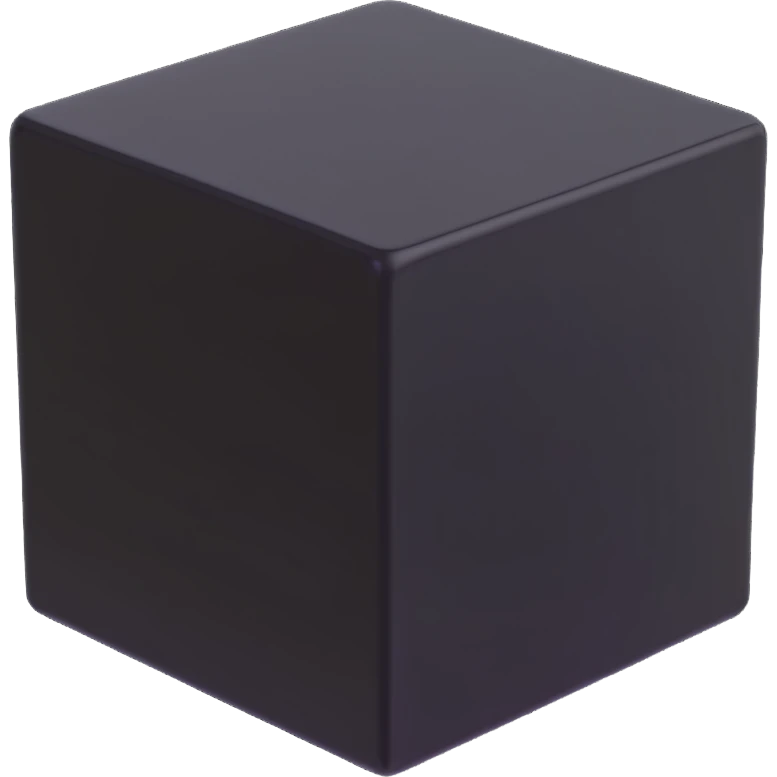black cube in "glass" style emoji