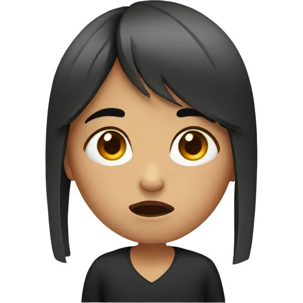 girl with brow hair and bangs crying emoji