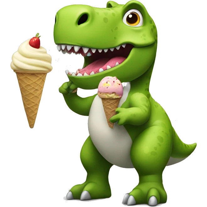 dinosaur eating ice cream  emoji