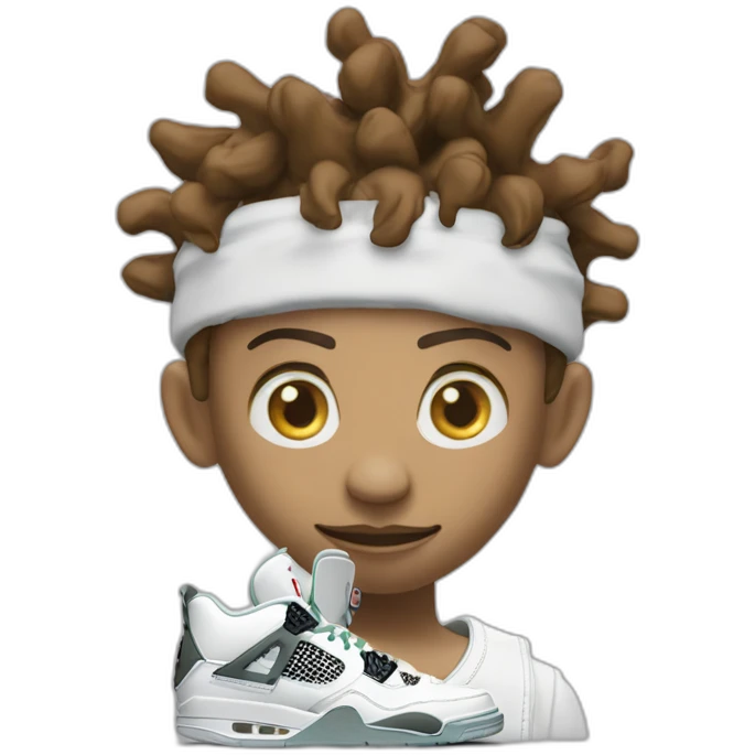 Nle choppa head with jordan 4 sneakers on his face emoji