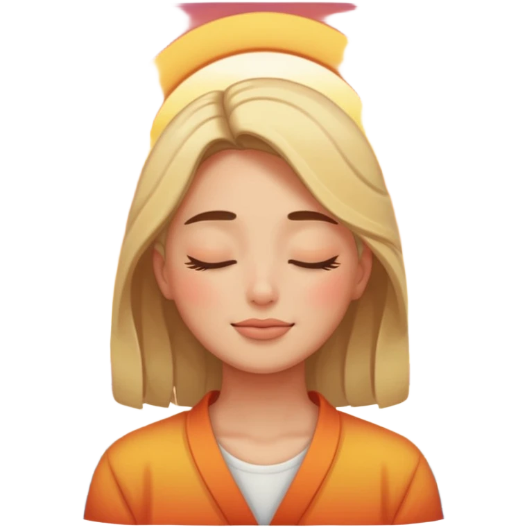 closed eyes relieved facial expression and a sunset behind the person emoji