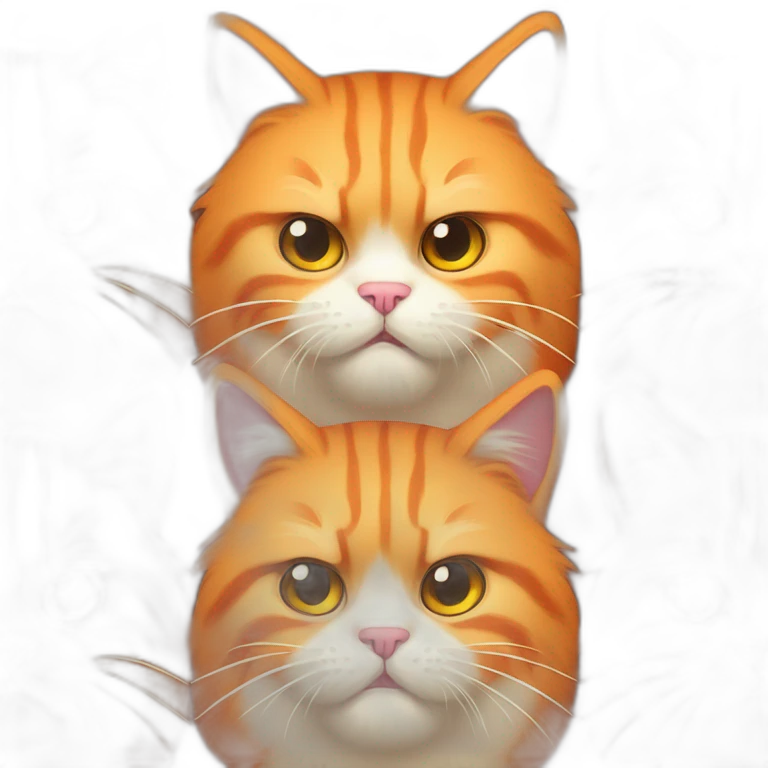fluffy fat orange cat with angry face emoji