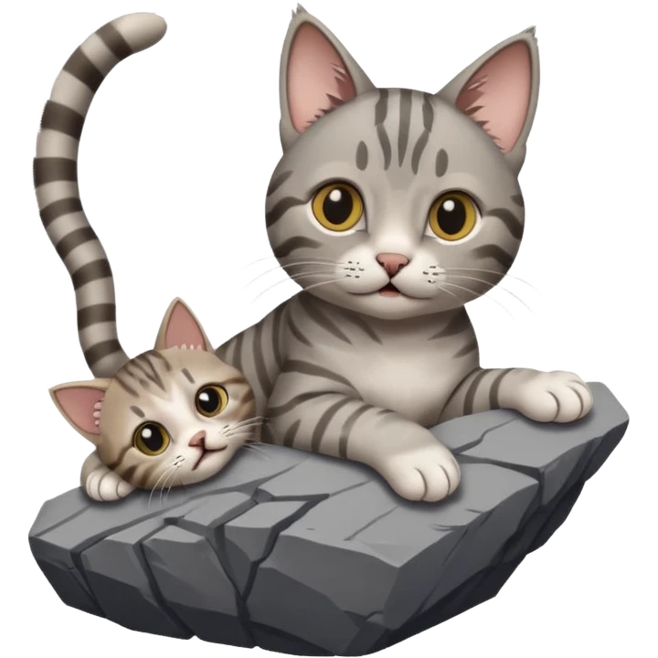 a cat holding another cat hand that fall under cliff emoji