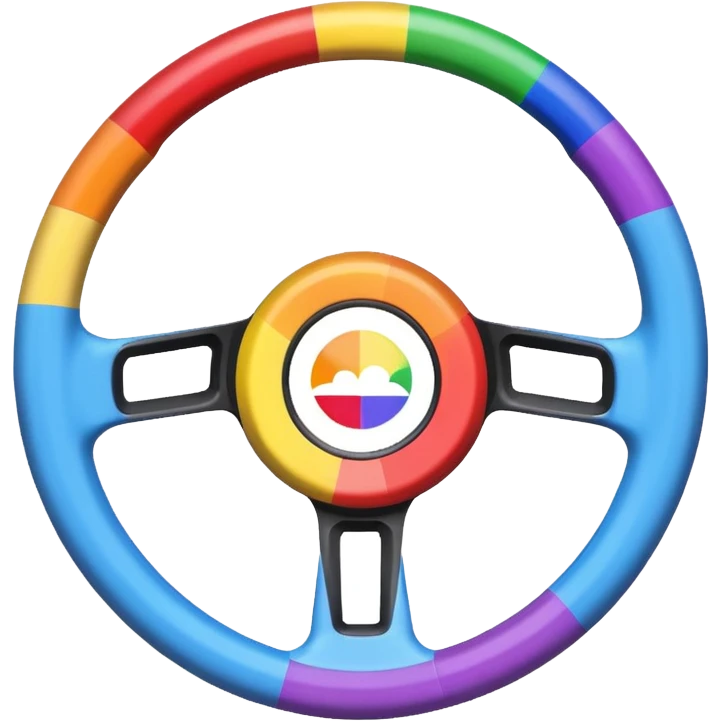 steering wheel with trans pride flag colors emoji