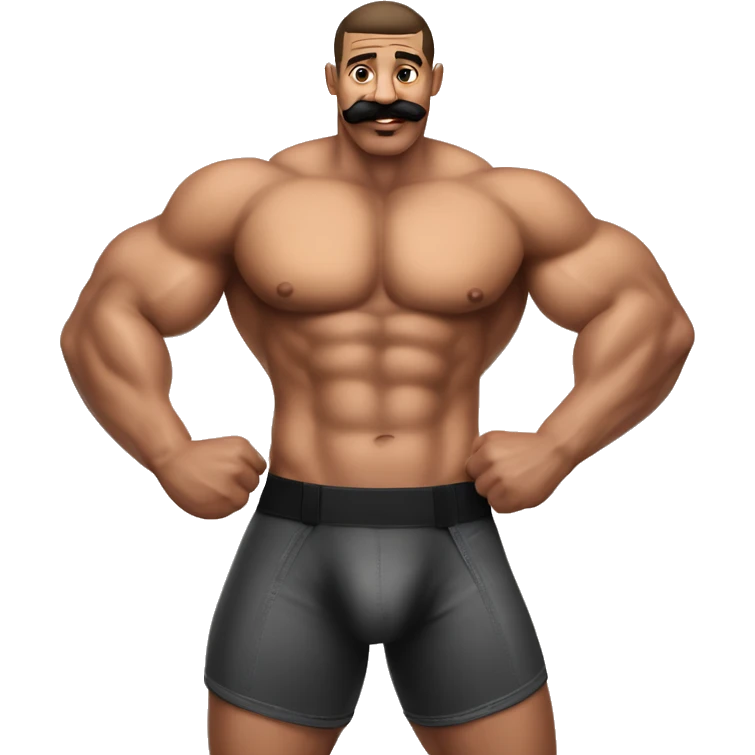 gay bodybuilder with mustache in jockstrap underwear realistic emoji