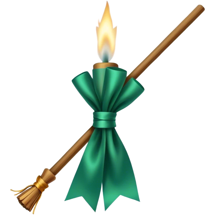 Incense aesthetically tied with silk emerald ribbon emoji