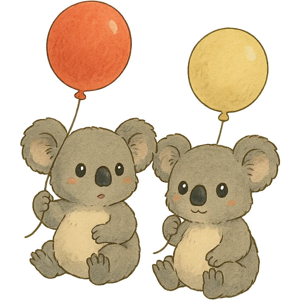 koala babies holding balloons emoji