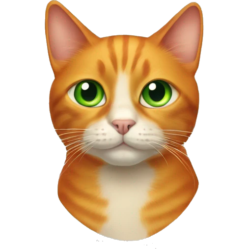 Orange cat with multicolored eyes. One eye is green and the other eye is brown. emoji