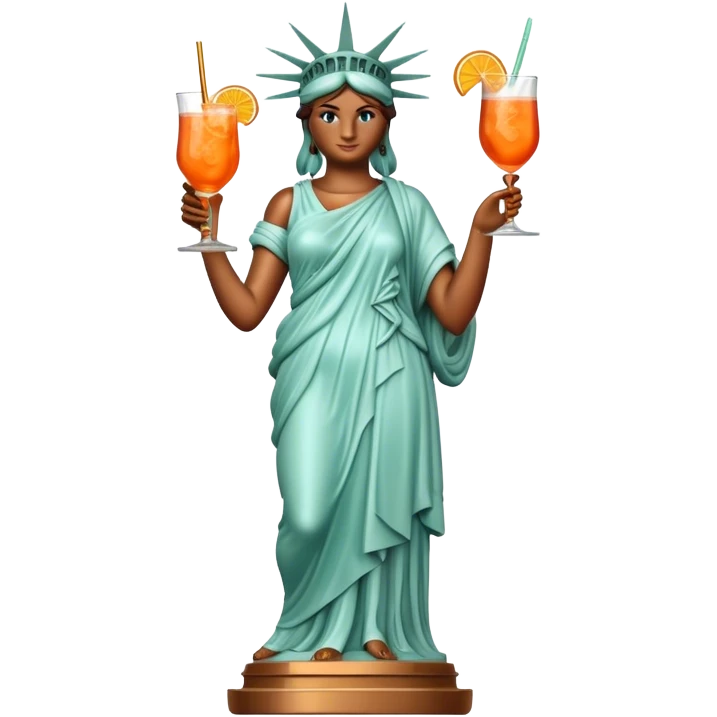 FULL BODY OF STATUE OF LIBERTY WITH AN APEROL SPRITZ COCKTAIL emoji