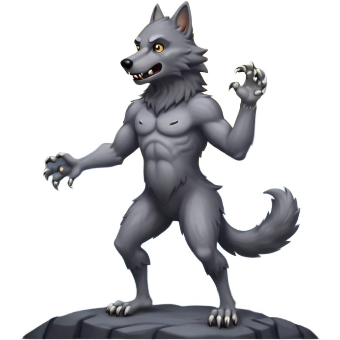 A werewolf on a cloudy night with a full moon emoji