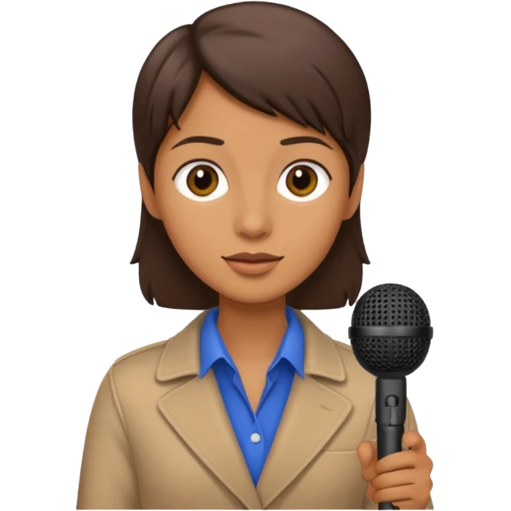 a journalist with a microphone emoji