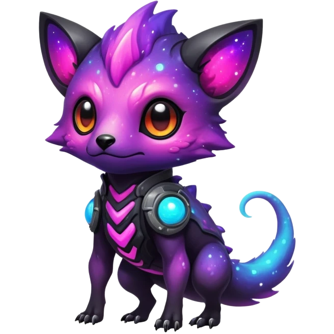 Epic Edgy Cute Colorful Vibrant Dark Nebula Modern Vernid-Protogen-creature-animal, full body emoji