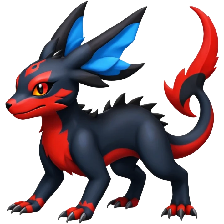 Guilmon-Salandit-Umbreon-Fakémon-hybrid-creature (full body)  emoji