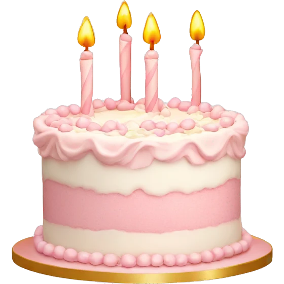 Vintage Birthday cake light pink and white emoji