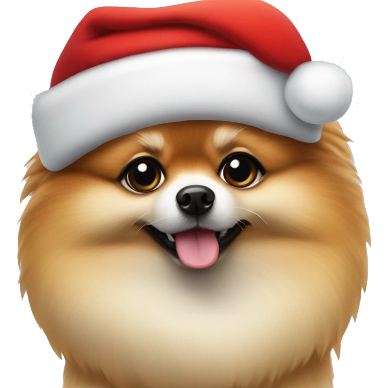 lulu pomeranian with santa claus hat
 emoji