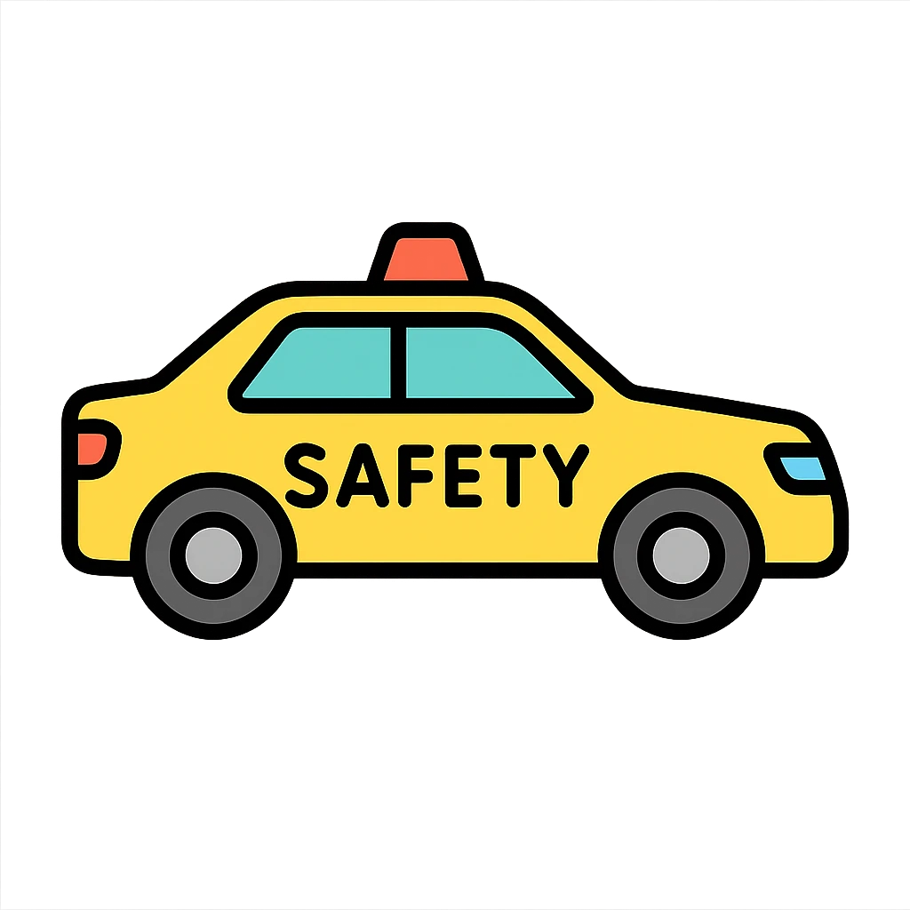 side view of a safety car, realistic details emoji