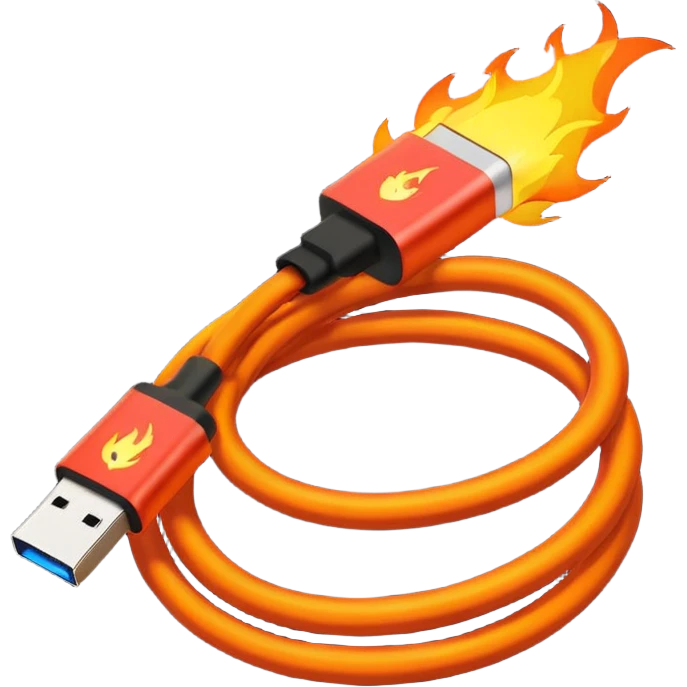 a fire usb-C cable emoji