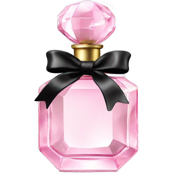 light pink crystal perfume bottle with black ribbon display emoji