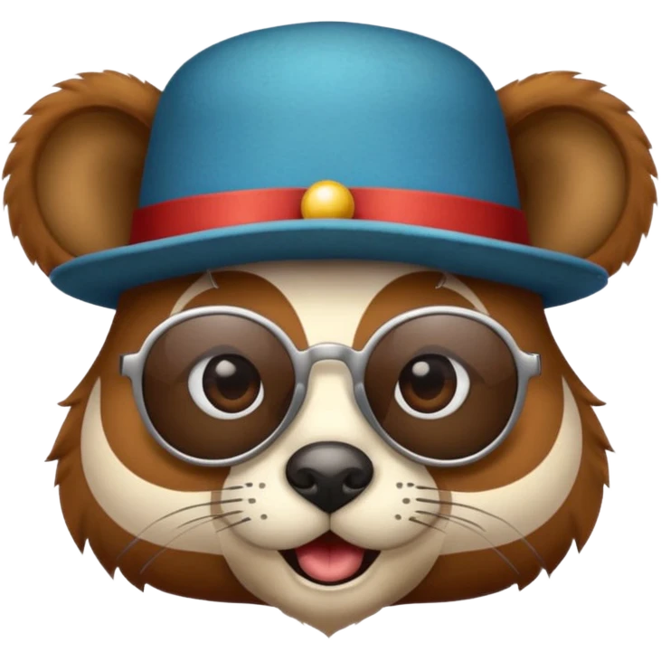 a sunglasses circus animal with hat  emoji