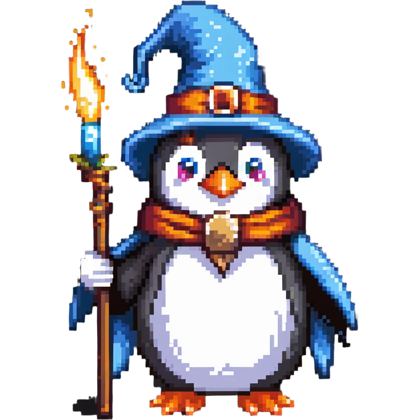 Penguin wizard casting a spell emoji