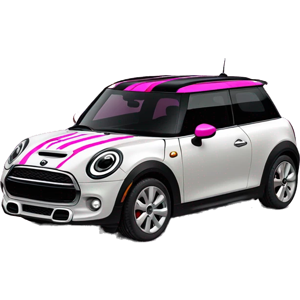 black mini cooper se with hot pink stripes emoji