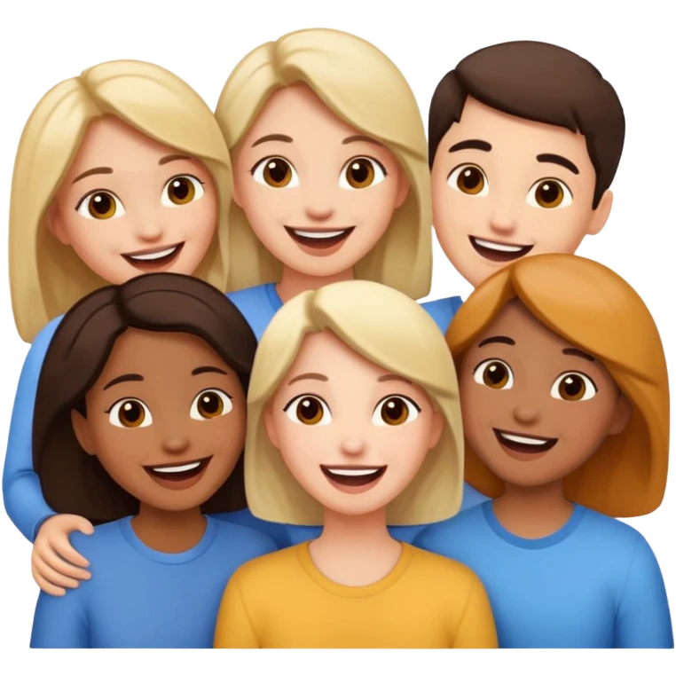 Some friends talking and looking each other emoji