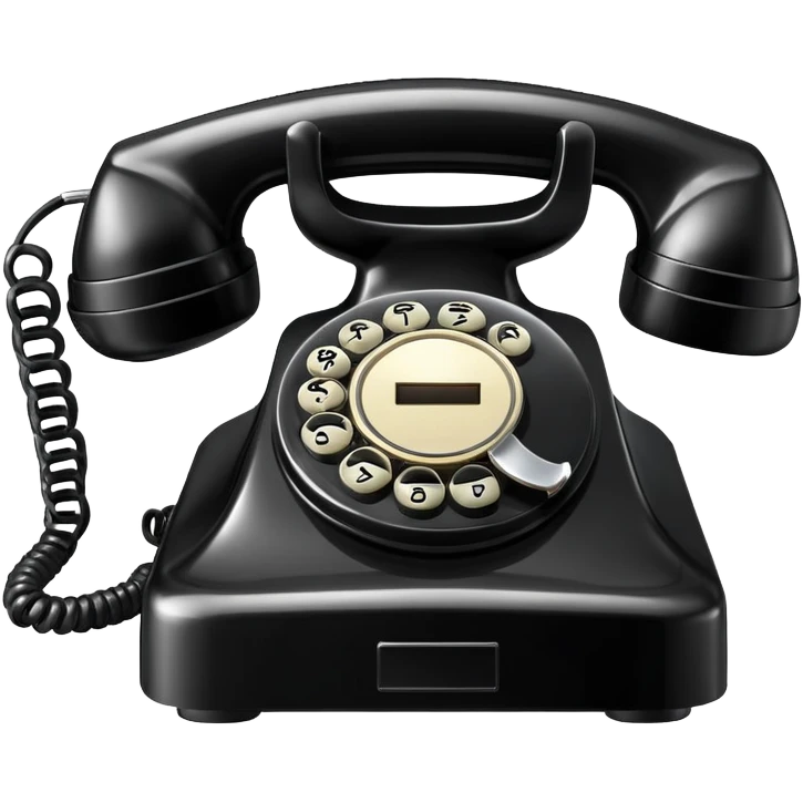 black telephone, classic rotary dial phone emoji