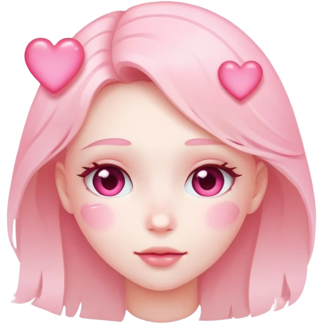 Blushing with pink hearts emoji