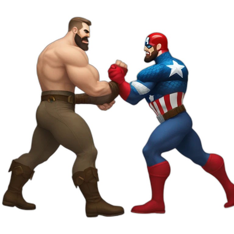 Captain america and zangief shaking hands emoji