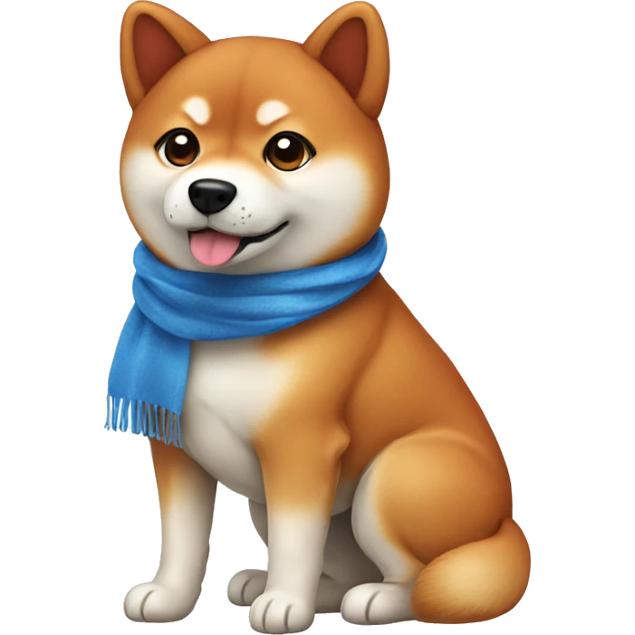Cute red Shiba Inu dog with blue scarf emoji