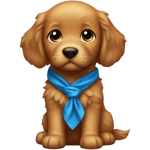 Chibi fluffy dark ginger retriever puppy with blue neckerchief emoji