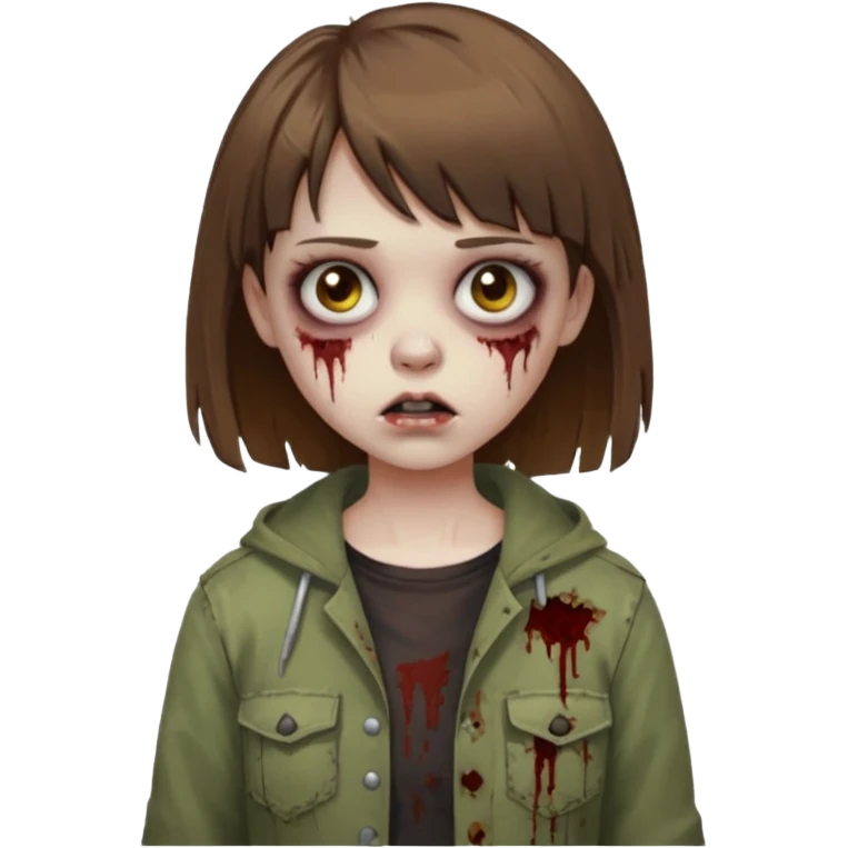 girl zombie with Brown and short bangs hair emoji