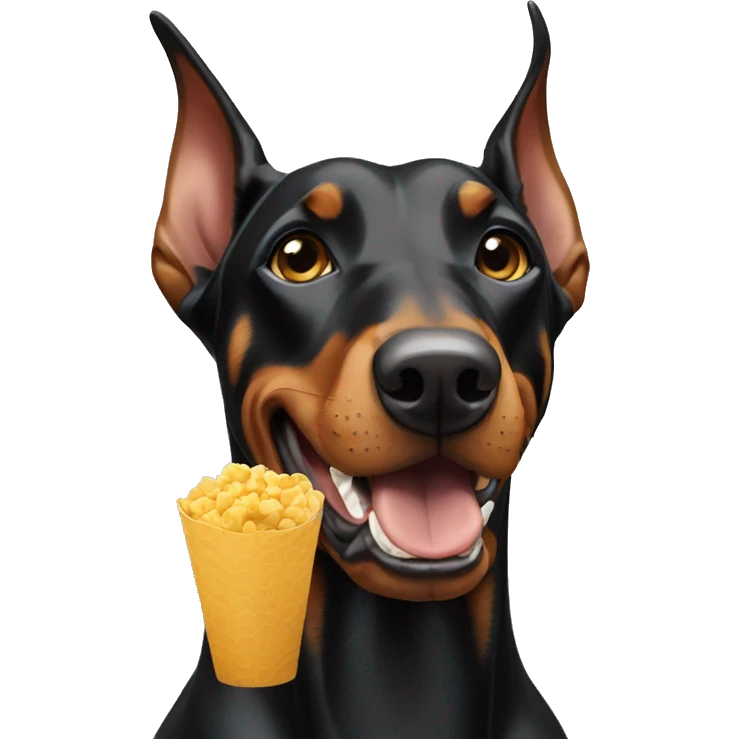 Doberman eating snacks emoji