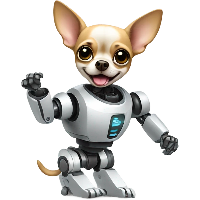 Chihuahua dancing the robot emoji